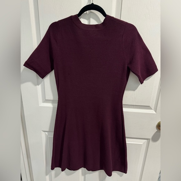 Paraphrase Maroon Knot Keyhole Career Sheath Sweater Dress. Size M. 3/4 sleeves - Picture 3 of 8
